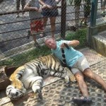 Trevor pulling the tiger's tail