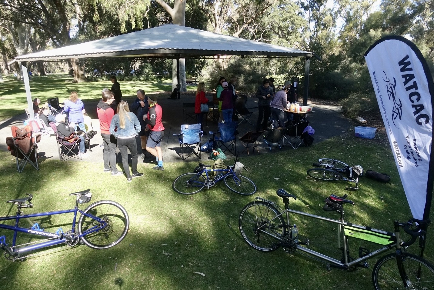 There was plenty to talk among those gathering at the picnic with groups gravitating to sunny spots near the picnic shelter.